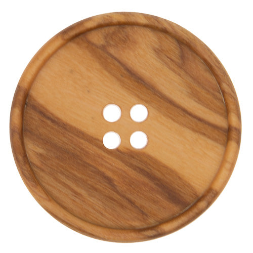 Italian Buttons Olive Wood 4-hole Button (Natural) - 38mm