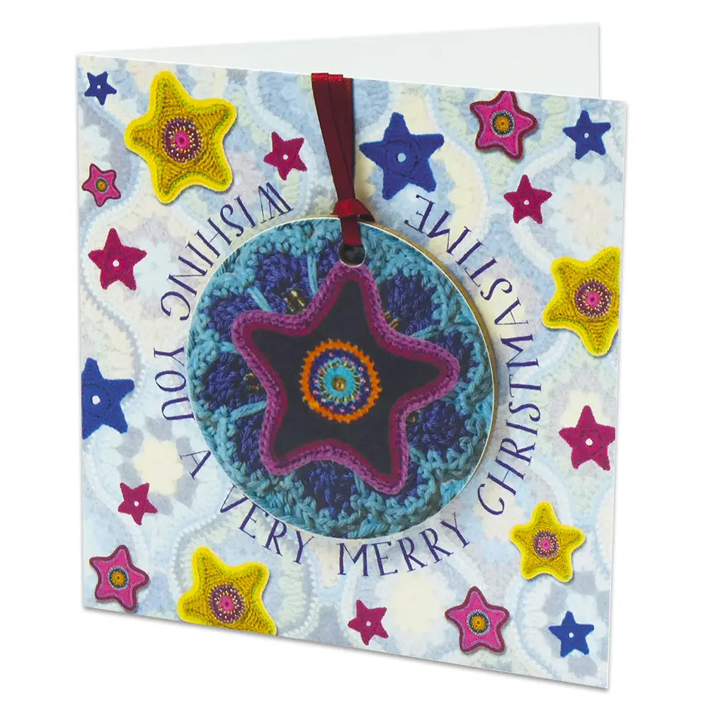 Emma Ball Pink Star Bauble by Janie Crow Christmas Card