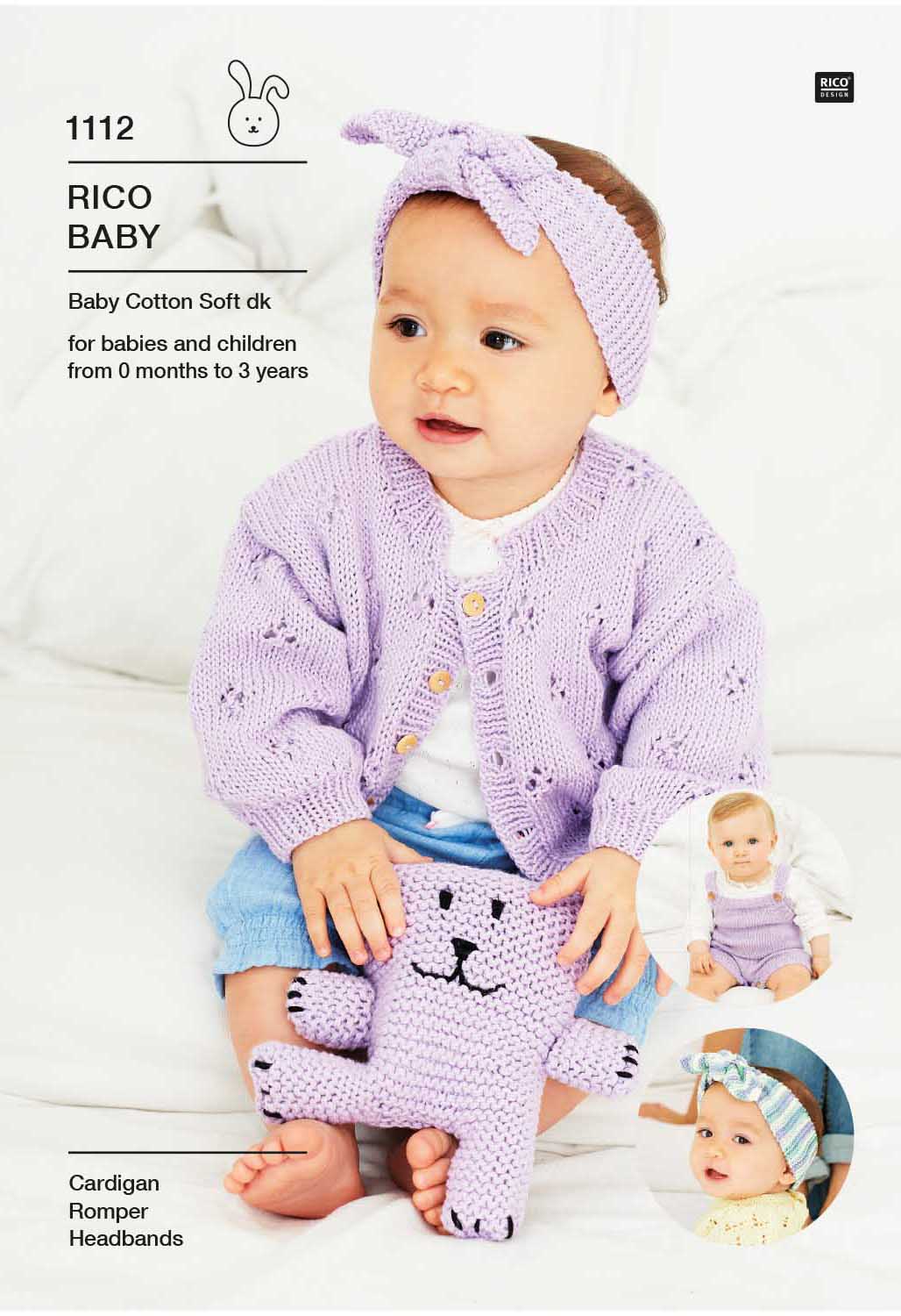 Rico Design Baby Cotton Soft DK - Cardigan, Romper & Headbands (1112)