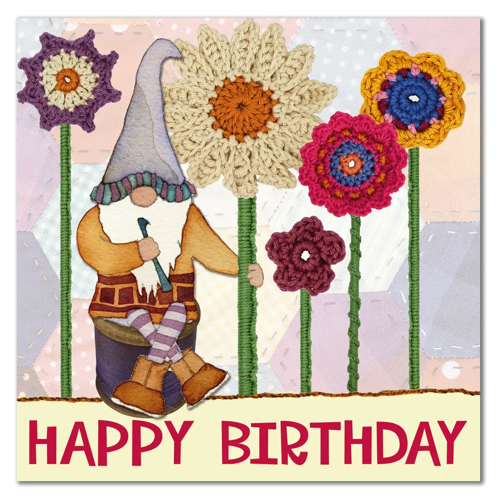 Emma Ball Crochet Gnome Birthday II Greetings Card