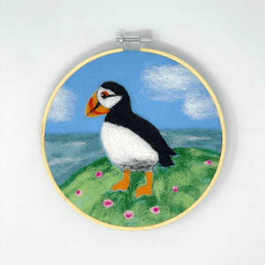 The Crafty Kit Company Felting The Crafty Kit Company Puffin in a Hoop Needle Felting Kit 5060347382592