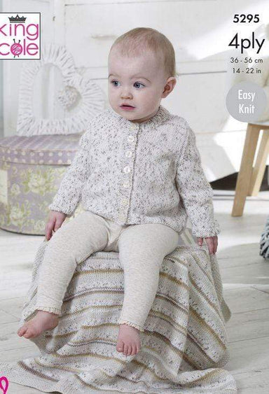 King Cole Patterns King Cole Big Value Baby 4 Ply - Cardigans, Sweater and Blanket (5295) 5057886000605