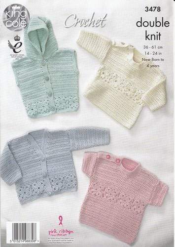 King Cole Patterns King Cole DK - Cardigan, Hooded Gilet, Long and Short Sleeved Sweaters (3478)