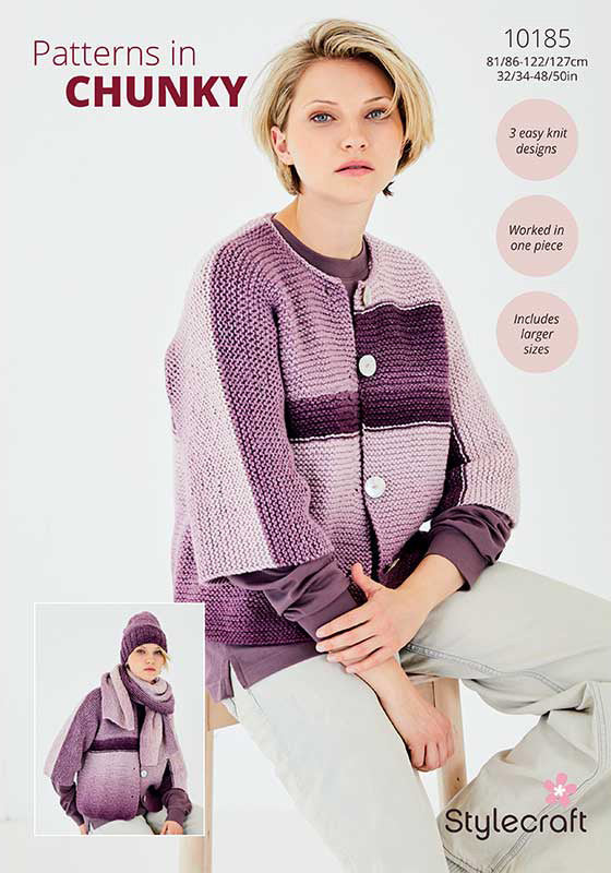 Stylecraft Horizon Chunky - Up & Over Cardigan, Hat & Scarf (10185)