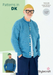 Man wearing a blue knitted cardigan with Stylecraft branding on a white background