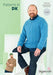 Man wearing a blue knitted sweater with Stylecraft branding on a white background