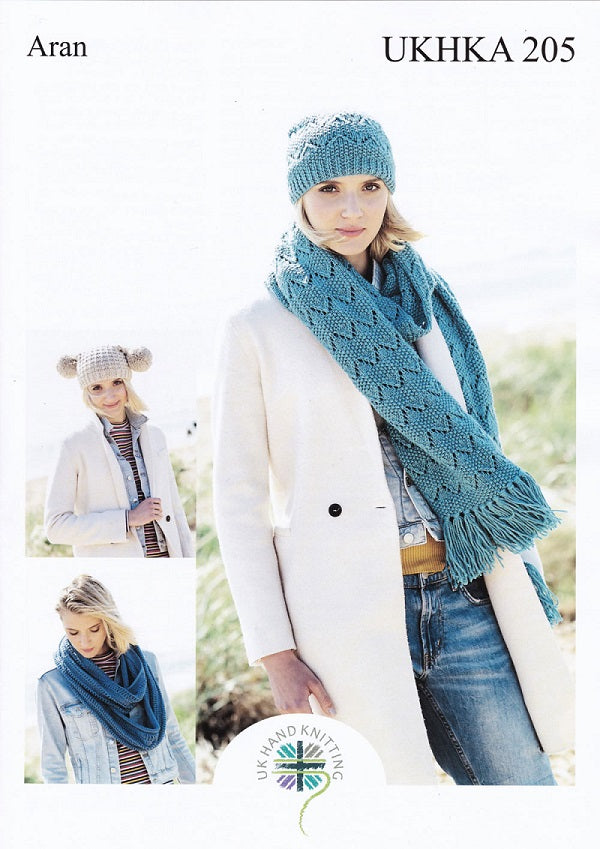 UKHKA Hats & Scarf in Aran (205)