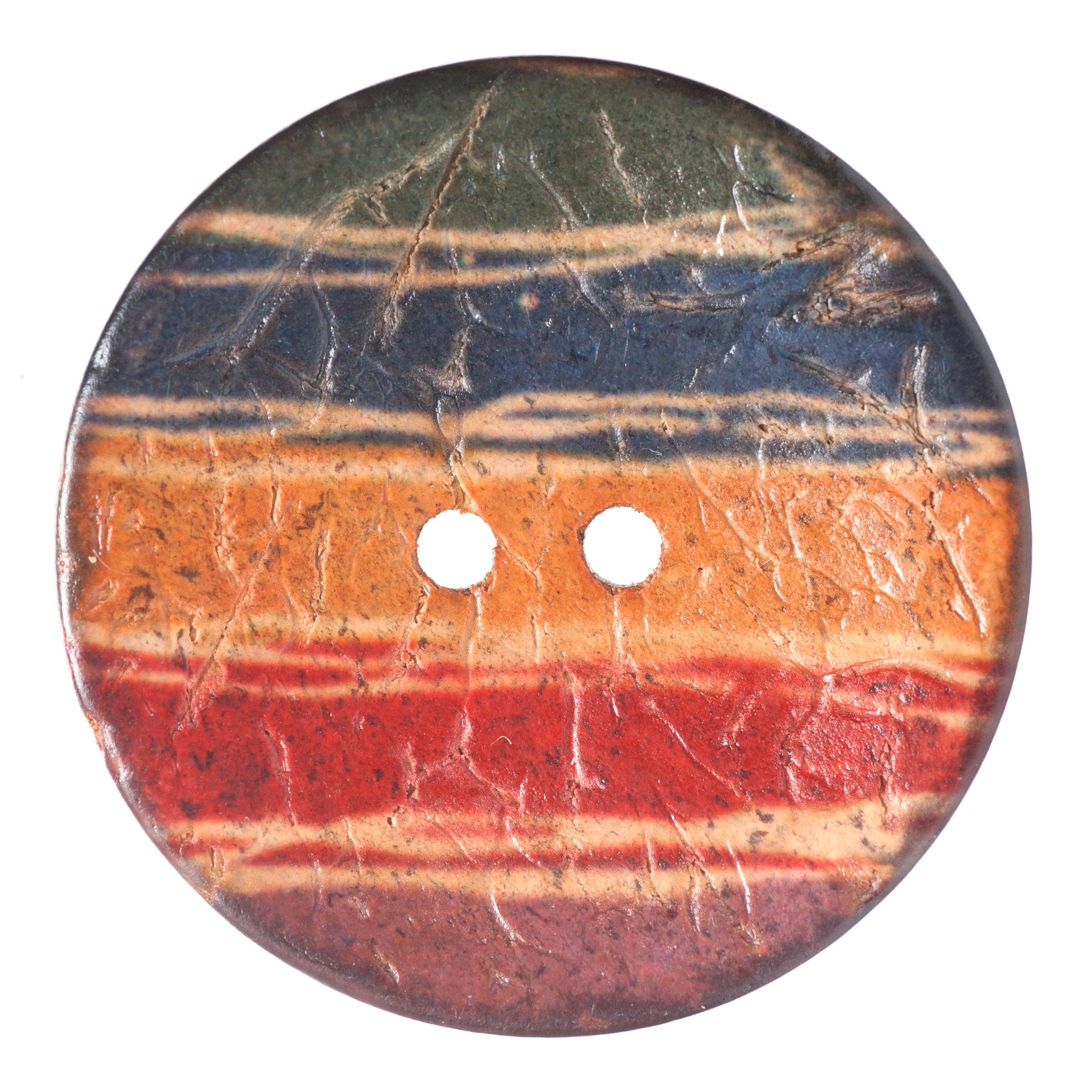 Round Multicolour Stripes Coconut Button - 31mm