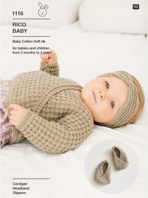 Rico Design Baby Cotton Soft DK - Cardigan, Headband & Slippers (1116)