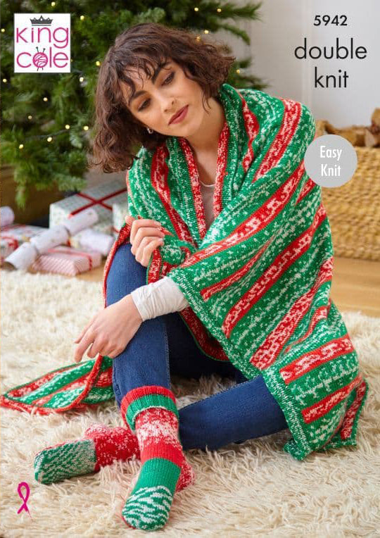 King Cole Fjord DK - Blanket, Socks, Stocking and Hot Water Bottle Cover (5942)