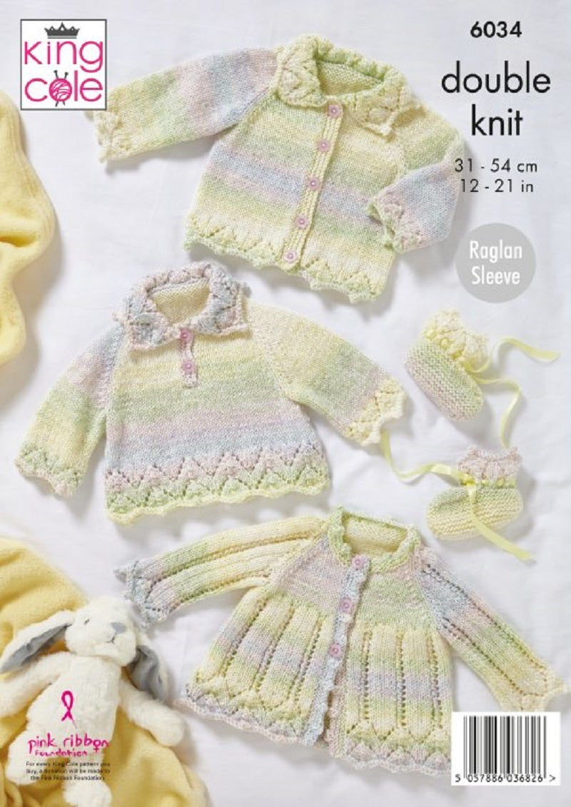 King Cole Cutie Pie DK - Overtop, Cardigan, Matinee Jacket & Bootees (6034)