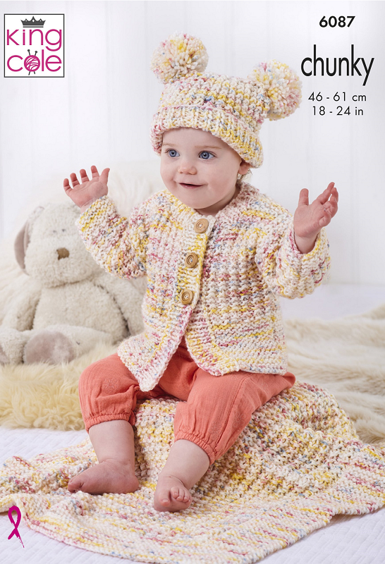 King Cole Bumble Chunky - Hooded Jacket, Side Fastening Jacket, Hat, Sweater & Blanket (6087)
