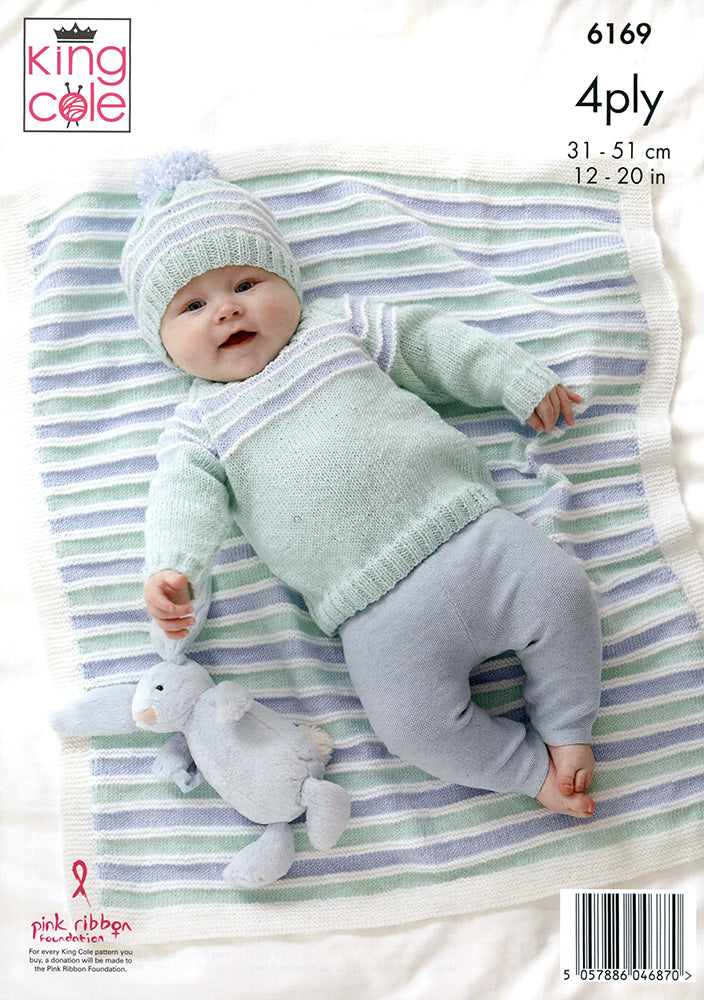 King Cole Cherished 4 Ply - Blanket, Matinee Jacket, Sweater, Bootees and Hat (6169)
