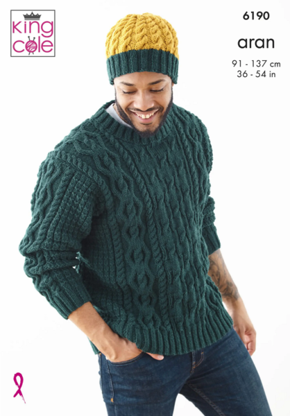 King Cole Big Value Aran Sweater Slipover Hat 6190 Sconch Yarn Shop