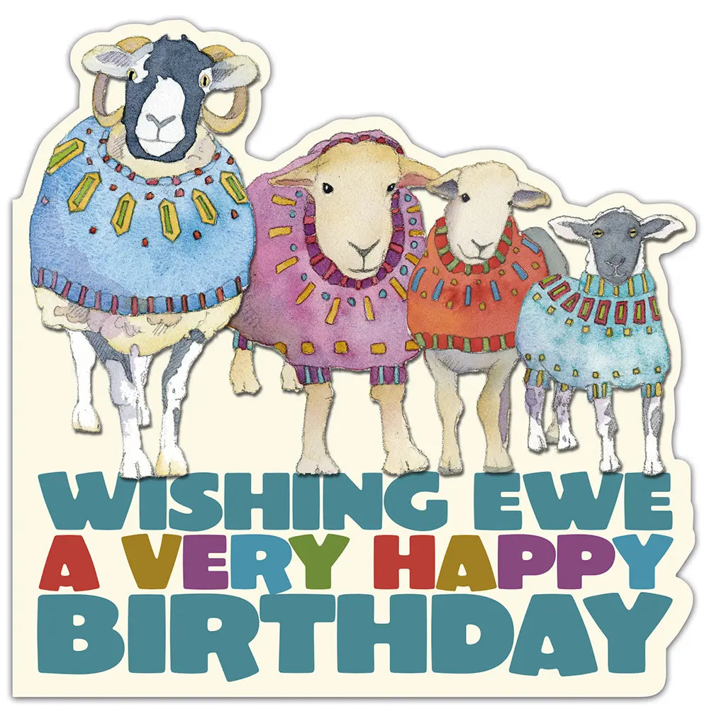 Emma Ball - Greetings Card - Four Birthday Sheep in Sweaters