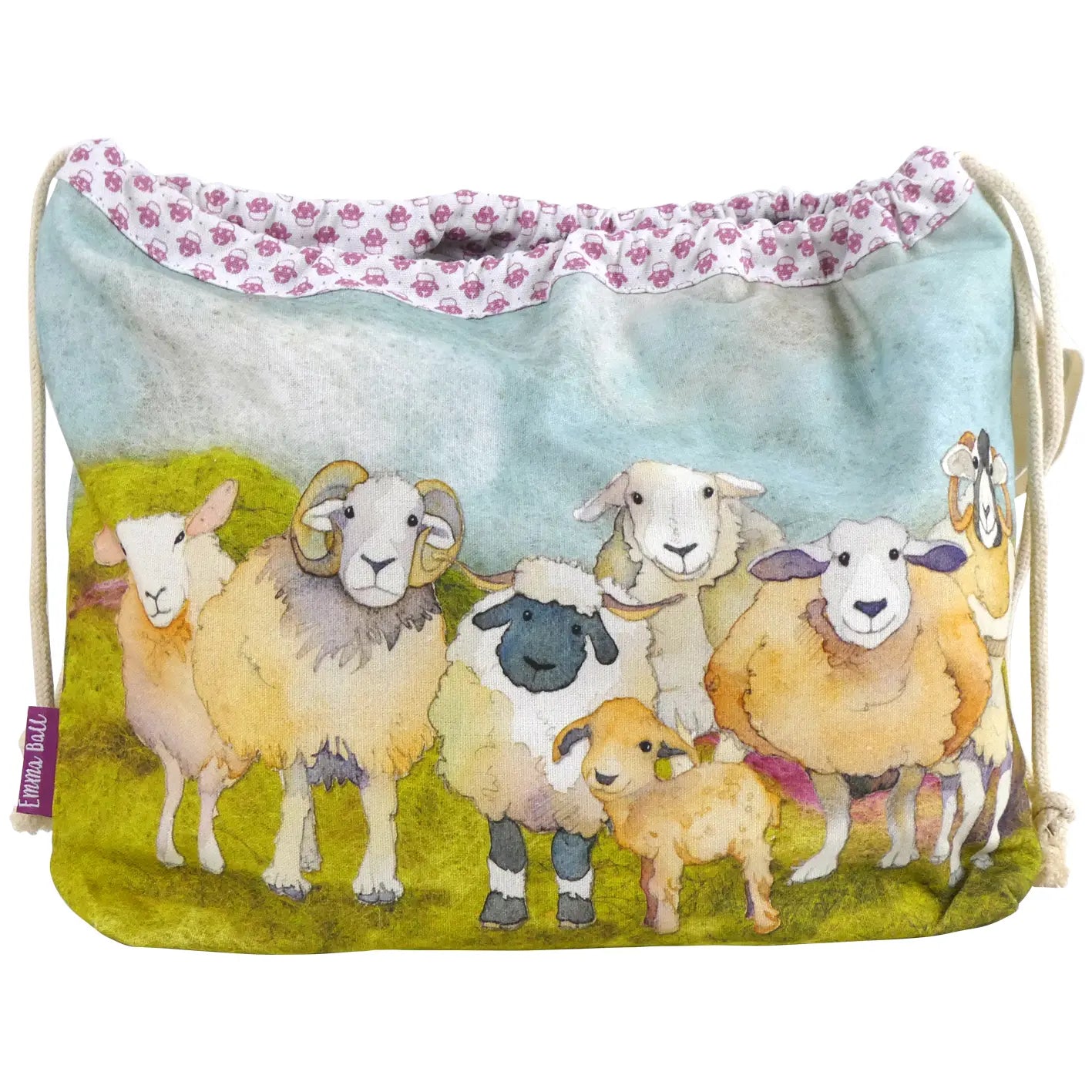 Emma Ball - Drawstring Bag - Felted Sheep