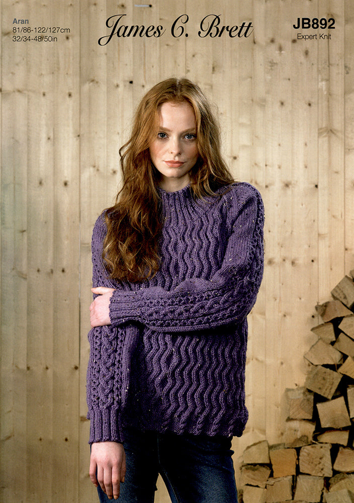 James C. Brett Rustic with Wool Aran - Sweater (JB892)