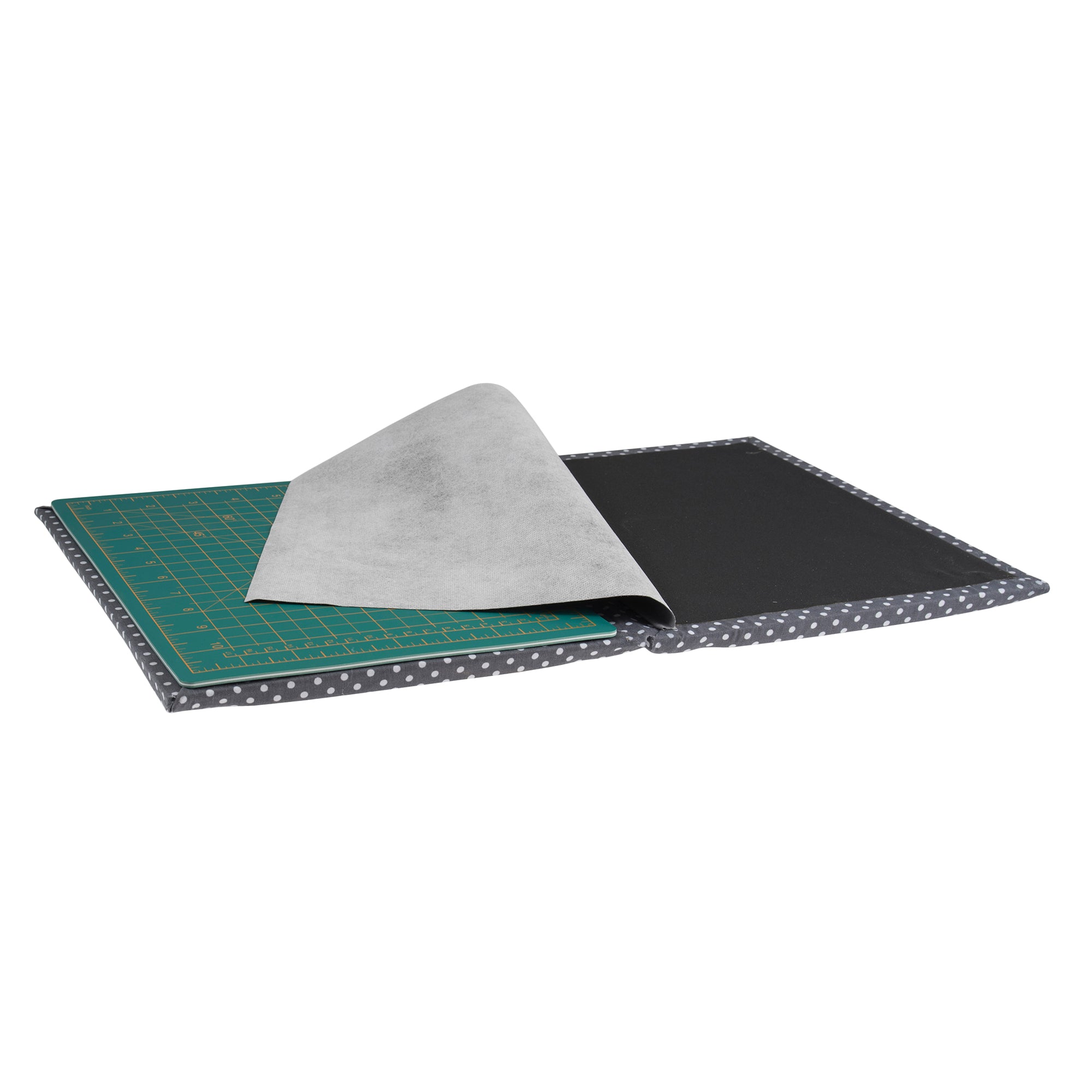 Trimits Quilter's 4-in-1 A4 Multi-Mat in White Polka Dot on Grey Print (30cm x 24cm)