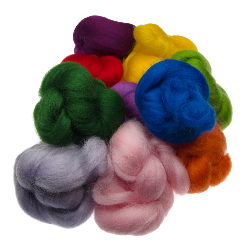 100g Mixed Bag of Wool Tops - Rainbow