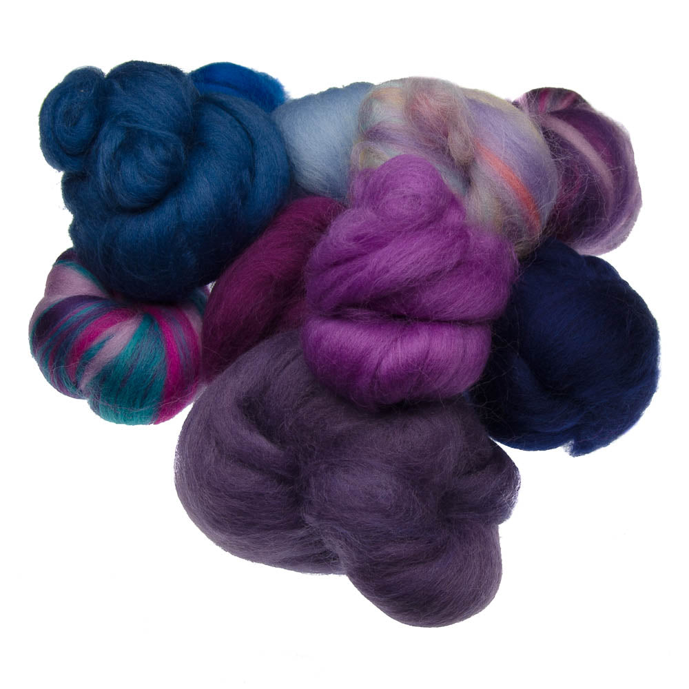100g Mixed Bag of Wool Tops - Purples