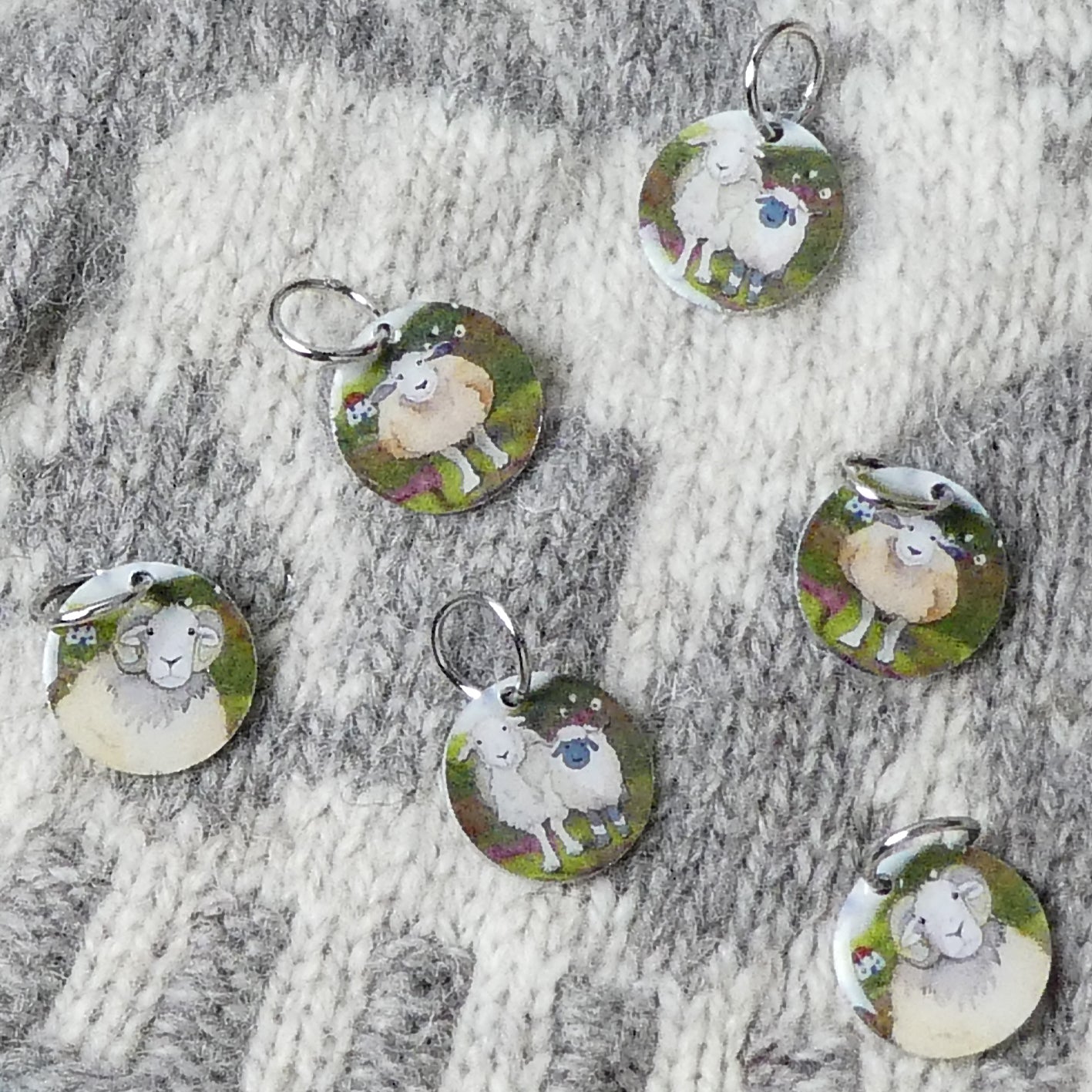 Emma Ball - Knitting Stitch Markers (x6) - Felted Sheep