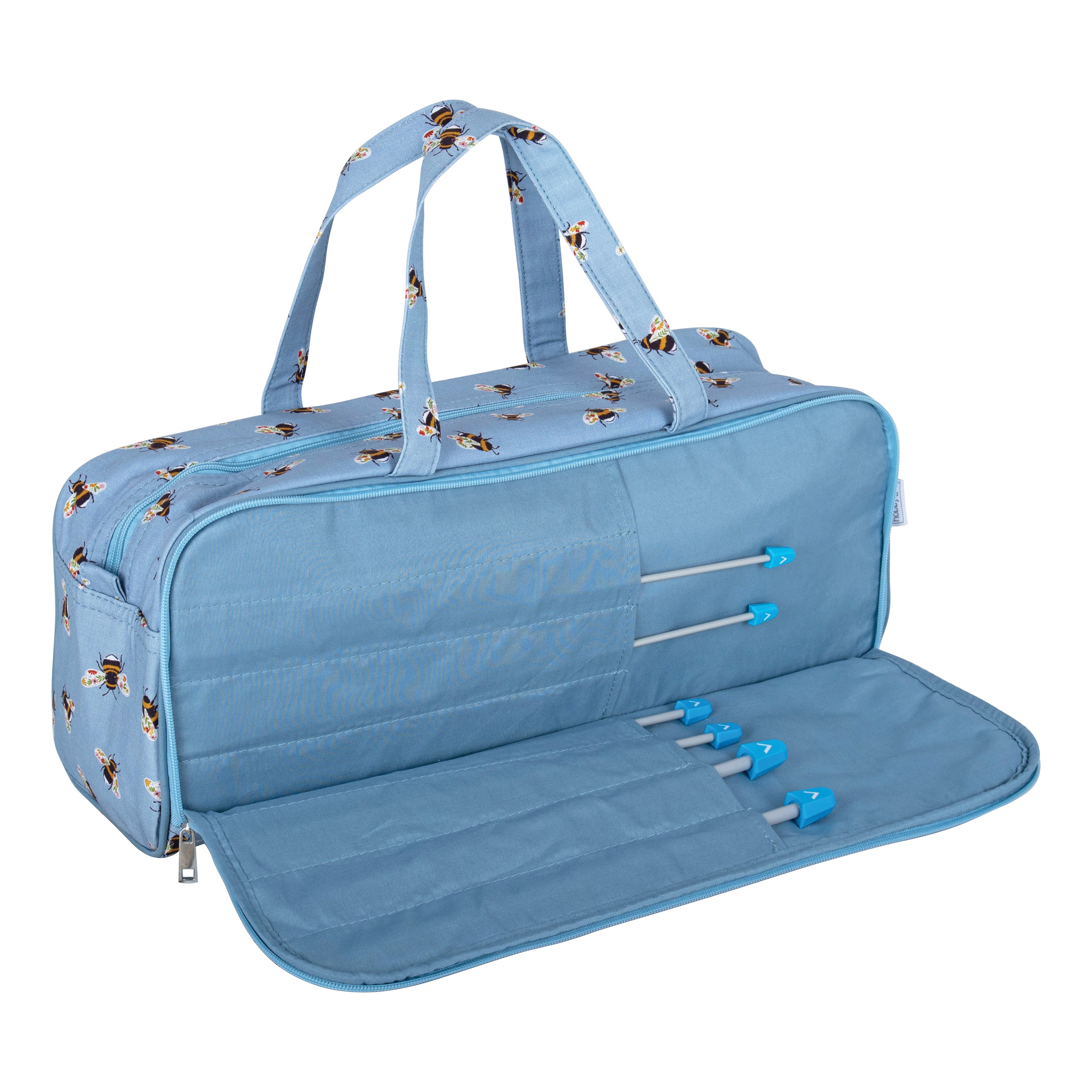 Hobby Gift Knitting Bag with Needle Case - Blue Bee