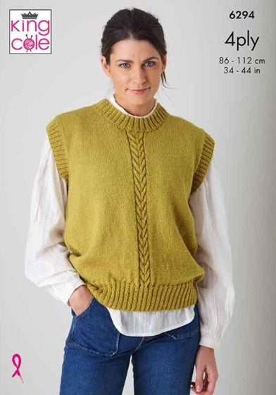 King Cole Merino Blend 4 Ply - Cardigan & Slipover (6294)
