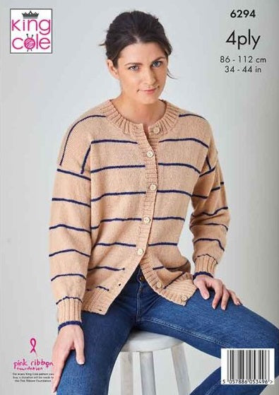 King Cole Merino Blend 4 Ply - Cardigan & Slipover (6294)