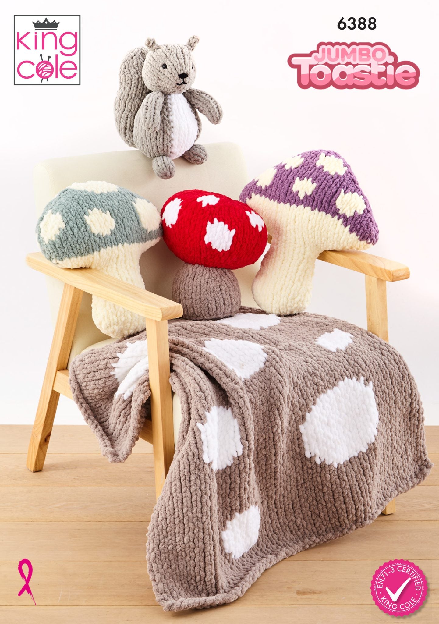 King Cole Jumbo Toastie - Toadstool Cushions, Door Stop, Blanket & Squirrel Toy (6388)