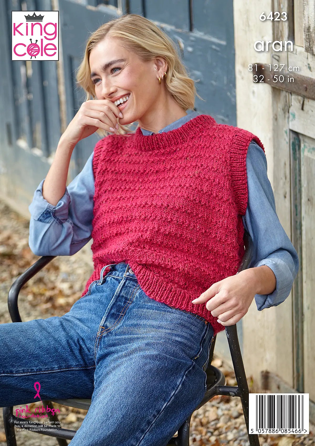 King Cole Homespun Aran - Ladies' Round & V-Neck Tanks (6423)