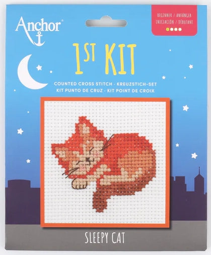 Anchor 1st Kit - Sleepy Cat (Counted Cross Stitch Kit)
