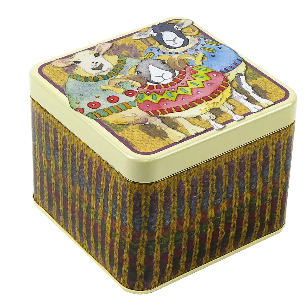 Emma Ball - Small Square Tin - Sheep in Sweaters