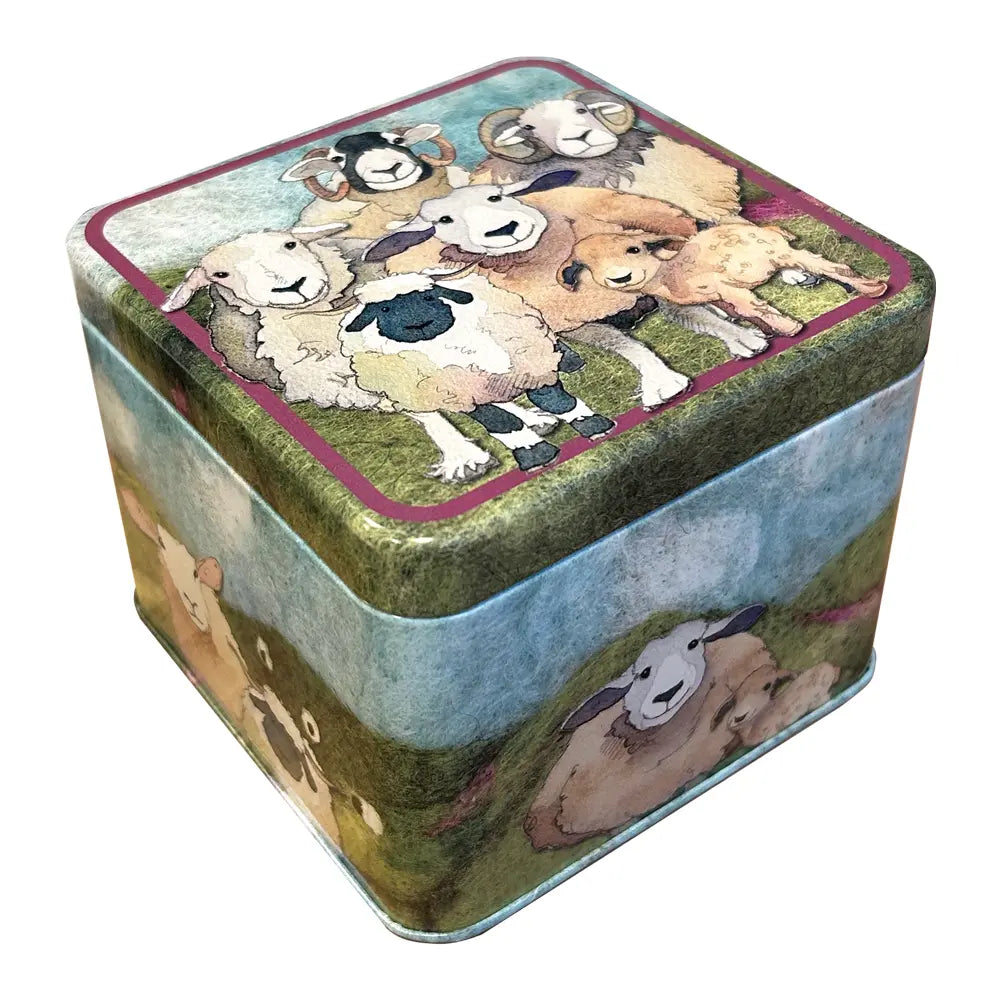 Emma Ball - Small Square Tin - Felted Sheep