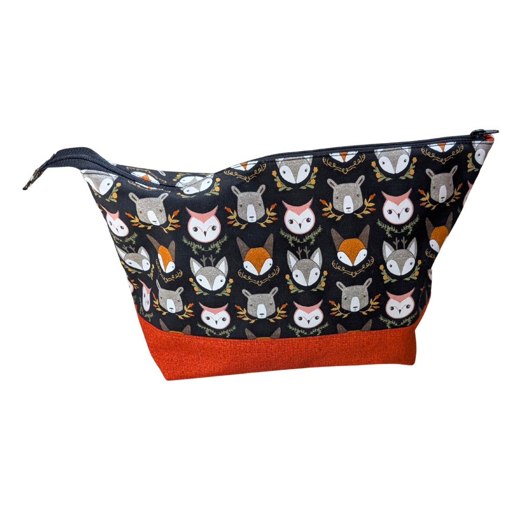 Half Done Jen Zipped Bag - Woodland Creatures (Burnt Orange)