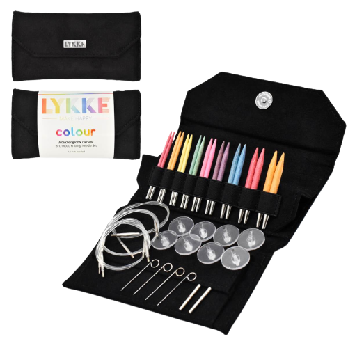 Lykke 3.5" Interchangeable Knitting Needle Set - Colour - Black Vegan Suede