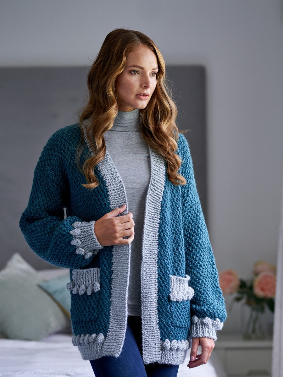 West Yorkshire Spinners Retreat Chunky Roving - Janoah Bobble Cardigan