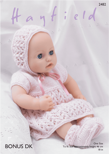 Hayfield Patterns Hayfield Bonus DK - Baby Doll's Dress, Bonnet, Bootees and Pants (2482) 5024723924820