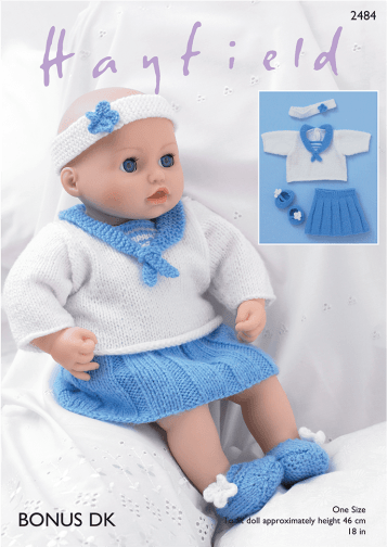 Hayfield Patterns Hayfield Bonus DK - Baby Doll's Sailor Top, Skirt, Pants, Shoes and Headband (2484) 5024723924844