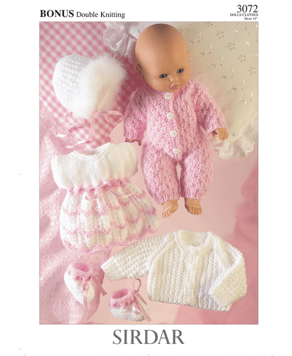 Hayfield Patterns Hayfield Bonus DK - Baby Doll's Dress, Bootees, All In One Jacket and Bonnet (3072) 5024723930722