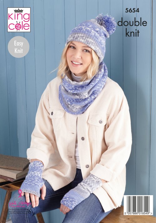King Cole Fjord DK - Scarf, Wrist-warmers, Hats, Mitts & Snood (5654)