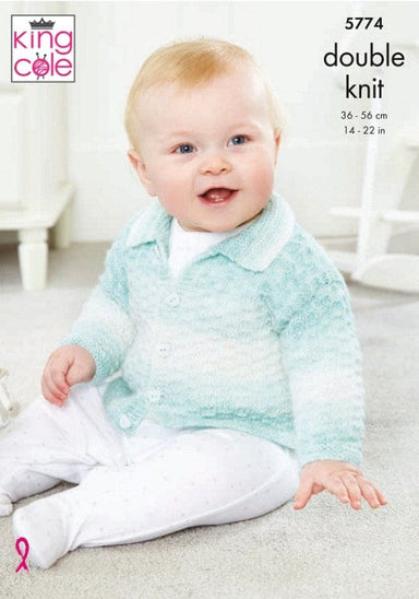 King Cole Patterns King Cole Baby Pure DK - Collared and V Neck Cardigans (5774) 5057886024823