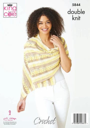 King Cole Patterns King Cole Cottonsmooth DK - Crochet Shawl (5844) 5057886026872