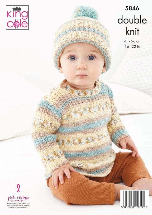 King Cole Patterns King Cole Drifter Baby DK - Sweater, Cardigan and Hats (5846) 5057886026896