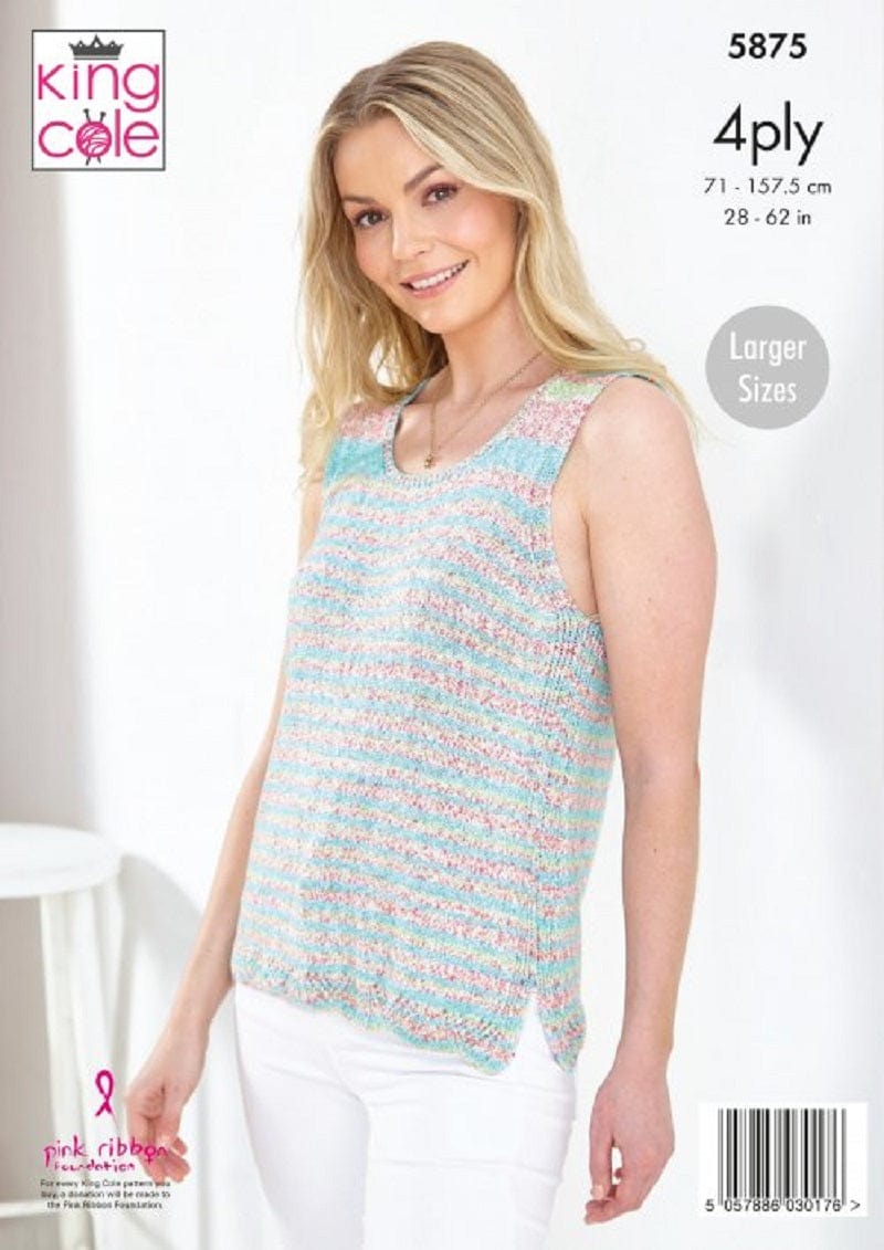 King Cole Patterns King Cole Summer 4 Ply - Cap-Sleeved & Vest Tops (5875) 5057886030176