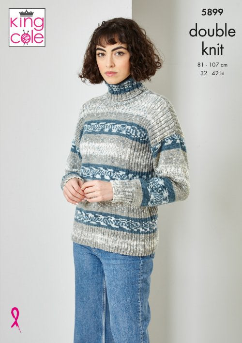 King Cole Fjord DK - Cardigan, Sweater, Scarf & Hat (5899)