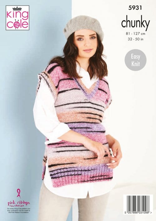 King Cole Patterns King Cole Safari Chunky - Ladies Cowl & V Neck Tanks (5931) 5057886031098