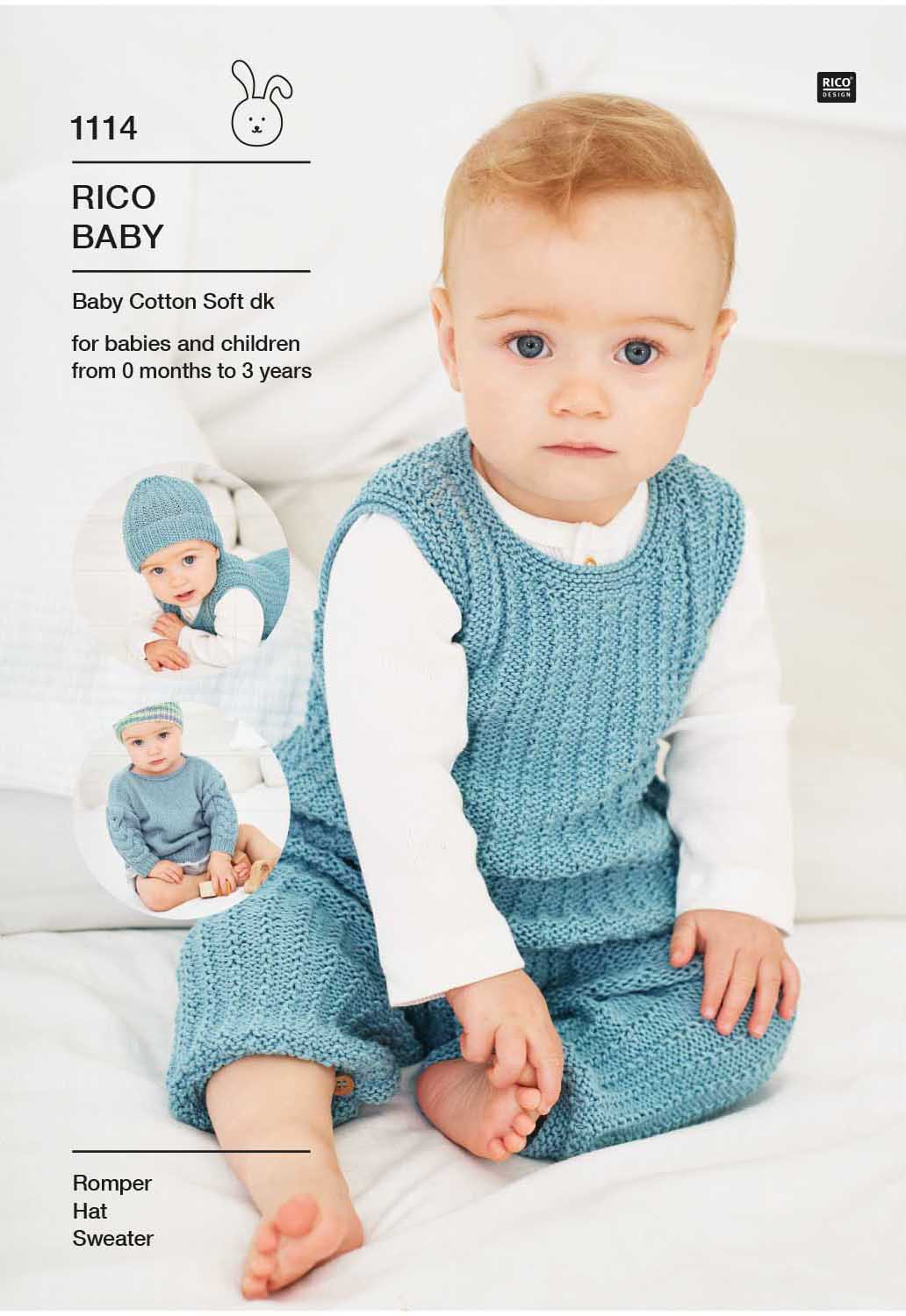 Rico Design Baby Cotton Soft DK - Romper, Hat & Sweater (1114)