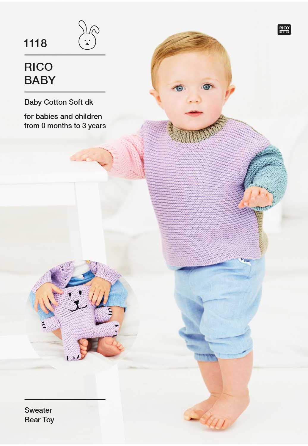 Rico Design Baby Cotton Soft DK - Sweater & Bear Toy (1118)
