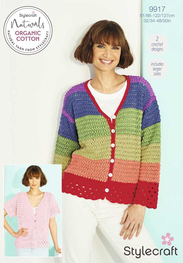 Stylecraft Patterns Stylecraft Naturals Organic Cotton - Crochet Cardigans (9917) 5034533076138