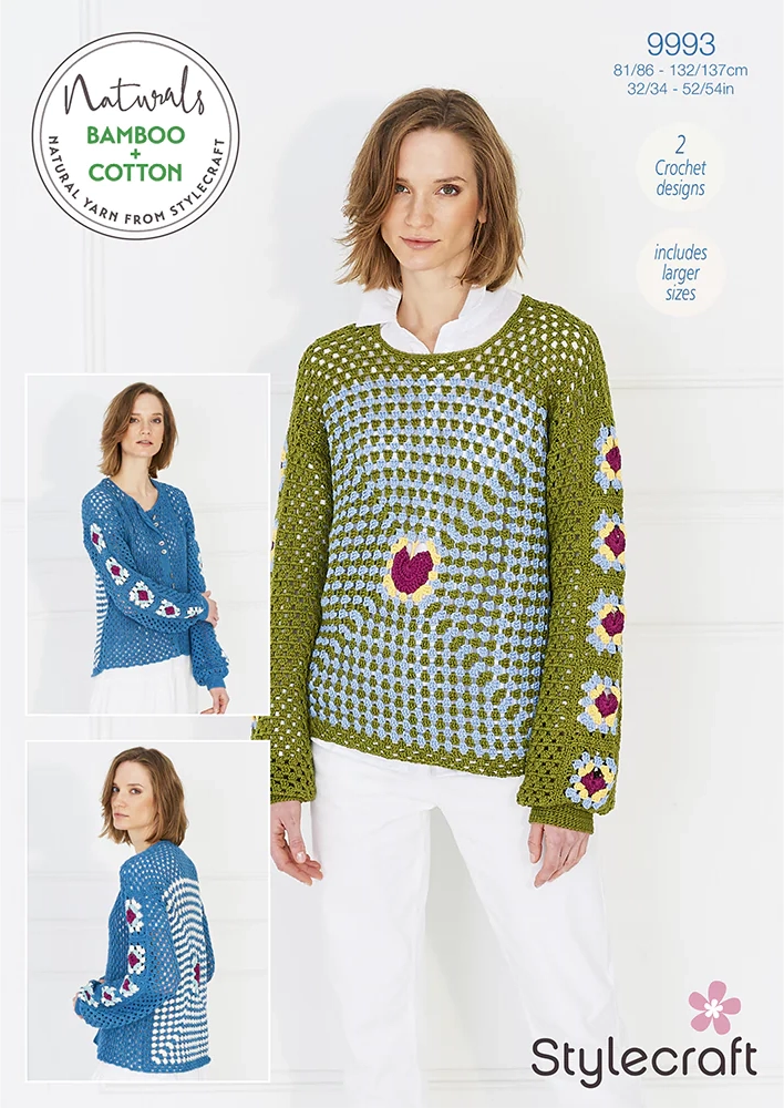 Stylecraft Naturals Bamboo+Cotton - Crochet Cardigan & Sweater (9993)
